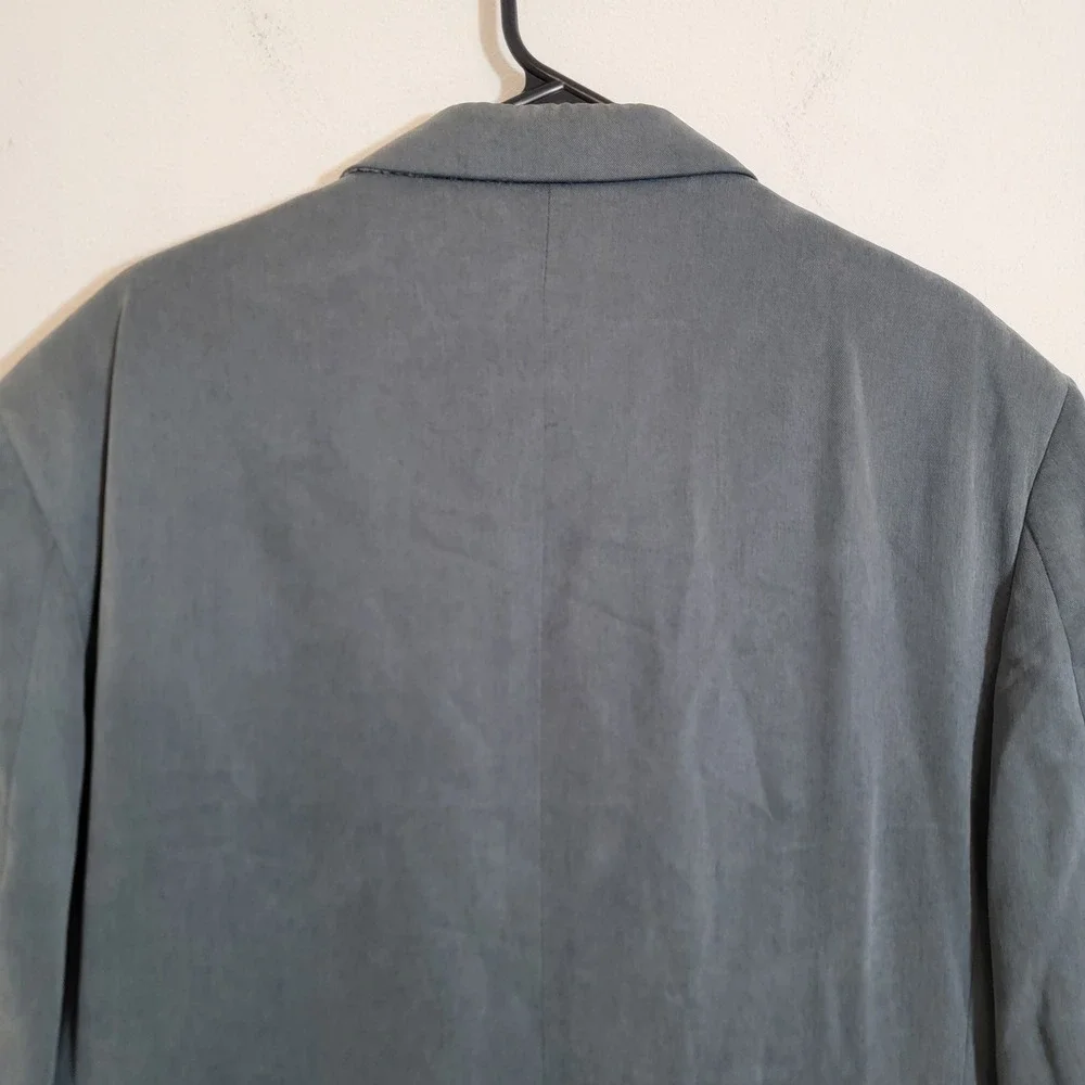 Oscar de la Renta Mens‎ 42R Blazer Slate Blue 100% Tencel 3-Button Jacket Suit